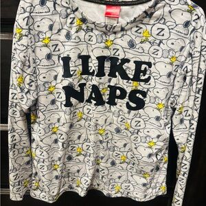 Peanuts Snoopy Pajama Top - Gray with Yellow Accents